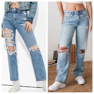 AMERICAN EAGLE | TWO PAIR Distressed Jeans 90s Boyfriend & Baggy Women’s Size 2